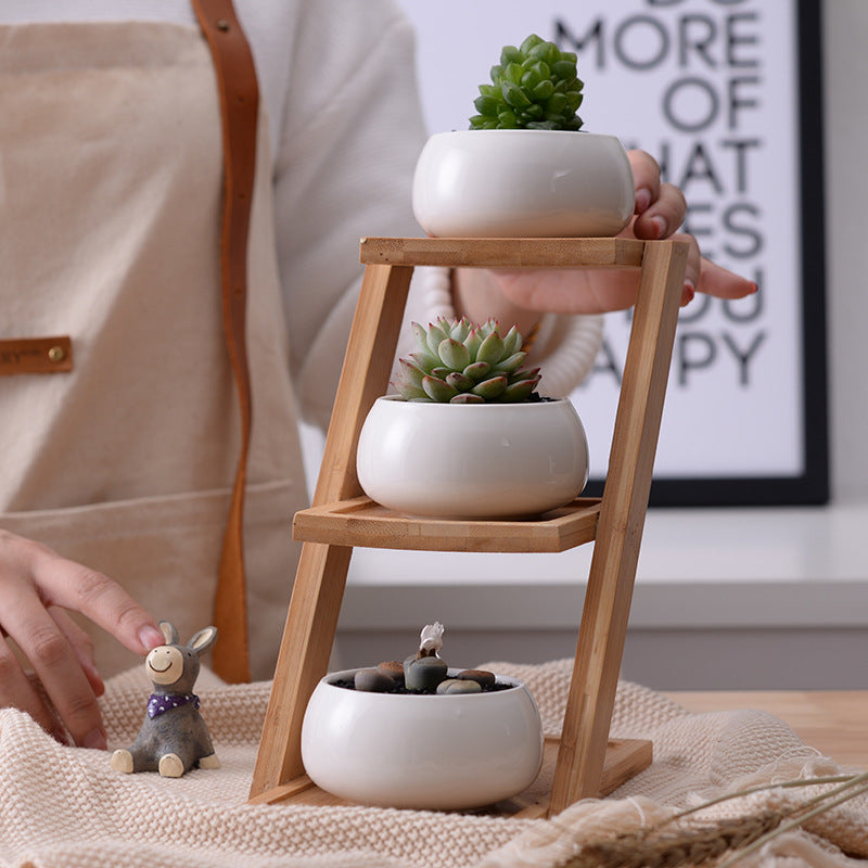 Minimalistic White Ceramic Flowerpot