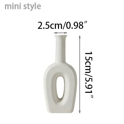 Multi-Shaped Ceramic Vase in White - wnkrs