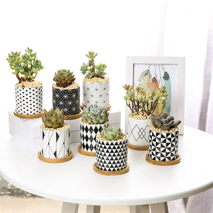 Modern Geometric Patterned Ceramic Flower Pot - wnkrs