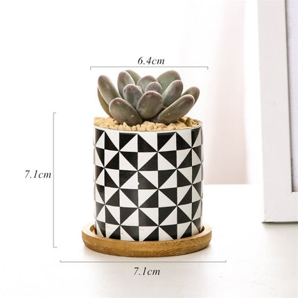 Modern Geometric Patterned Ceramic Flower Pot - wnkrs