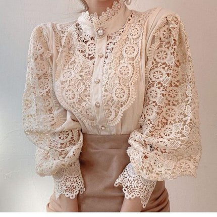 Women's Petal Sleeve Stand Collar Blouse - Wnkrs