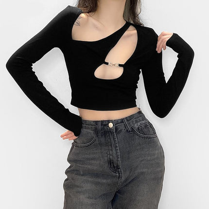 Asymmetrical Hollow Out Crop Top - Wnkrs