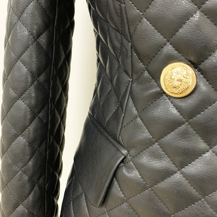 Cotton Padded Black Leather Jacket for Women - Wnkrs