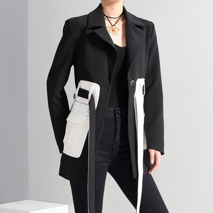 Women's Black Blazer White Pockets - Wnkrs