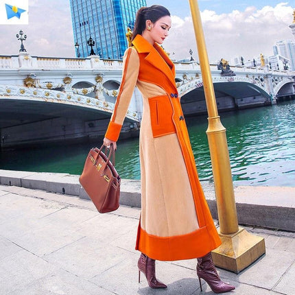 Women's Color Block Warm Long Coat - Wnkrs
