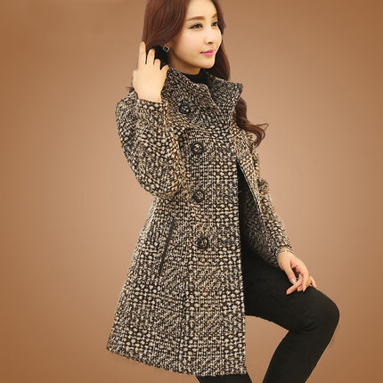 Women's Wool Melange Plaid Winter Coat - Wnkrs