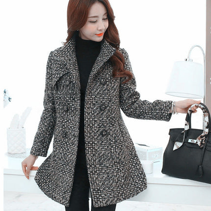 Women's Wool Melange Plaid Winter Coat - Wnkrs