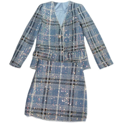 Women's Tweed Plaid Short Skirt Suit - Wnkrs