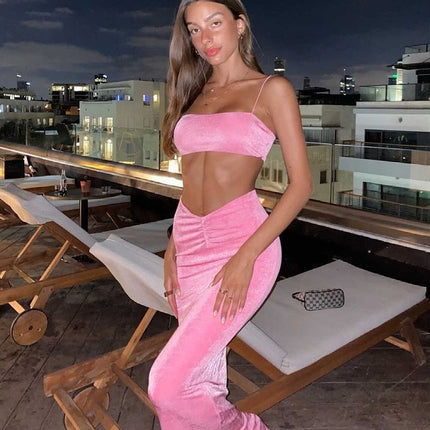 Women's Summer Ruched Top and Skirt Set - Wnkrs