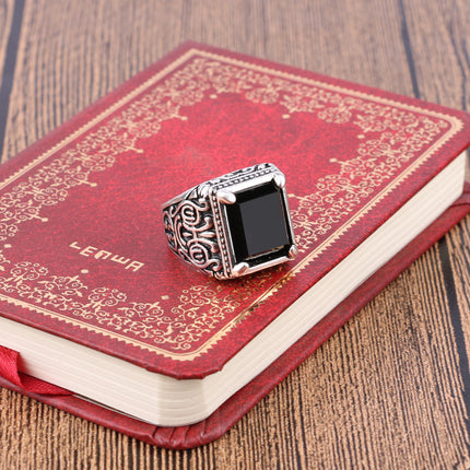 Men's Black Filled Silver Resin Ring - Wnkrs
