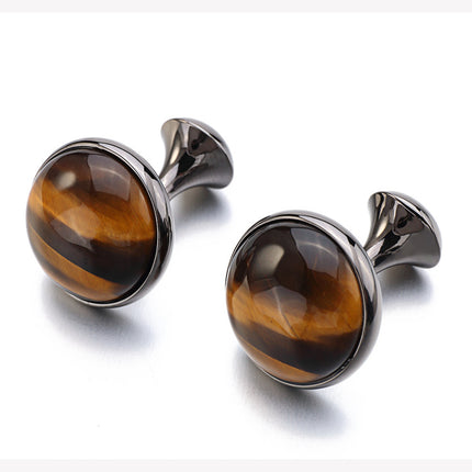 Luxurious Tiger Eye Stone Men's Cufflinks - Wnkrs