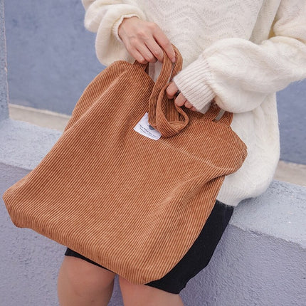 Women's Corduroy Shopper Bag With Interior Zipper Pocket - Wnkrs