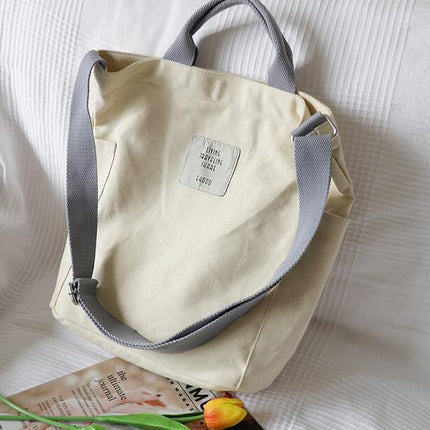 Canvas Women's Shoulder Bag with Zipper - Wnkrs