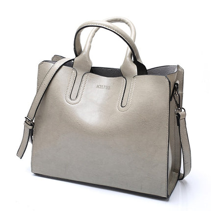 Women's Oil Leather Tote Shoulder Bag - Wnkrs