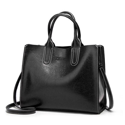 Women's Oil Leather Tote Shoulder Bag - Wnkrs
