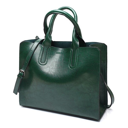 Women's Oil Leather Tote Shoulder Bag - Wnkrs