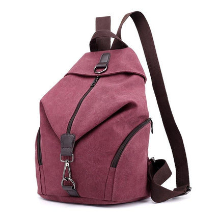 Women's Solid Color Canvas Backpack - Wnkrs