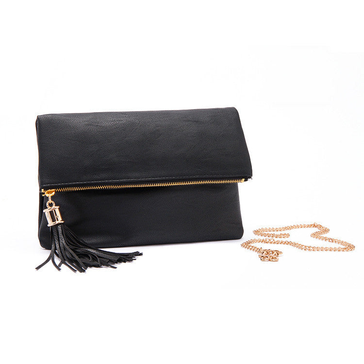 Fashion Convenient Tasseled Women's Clutch Bag with Chain