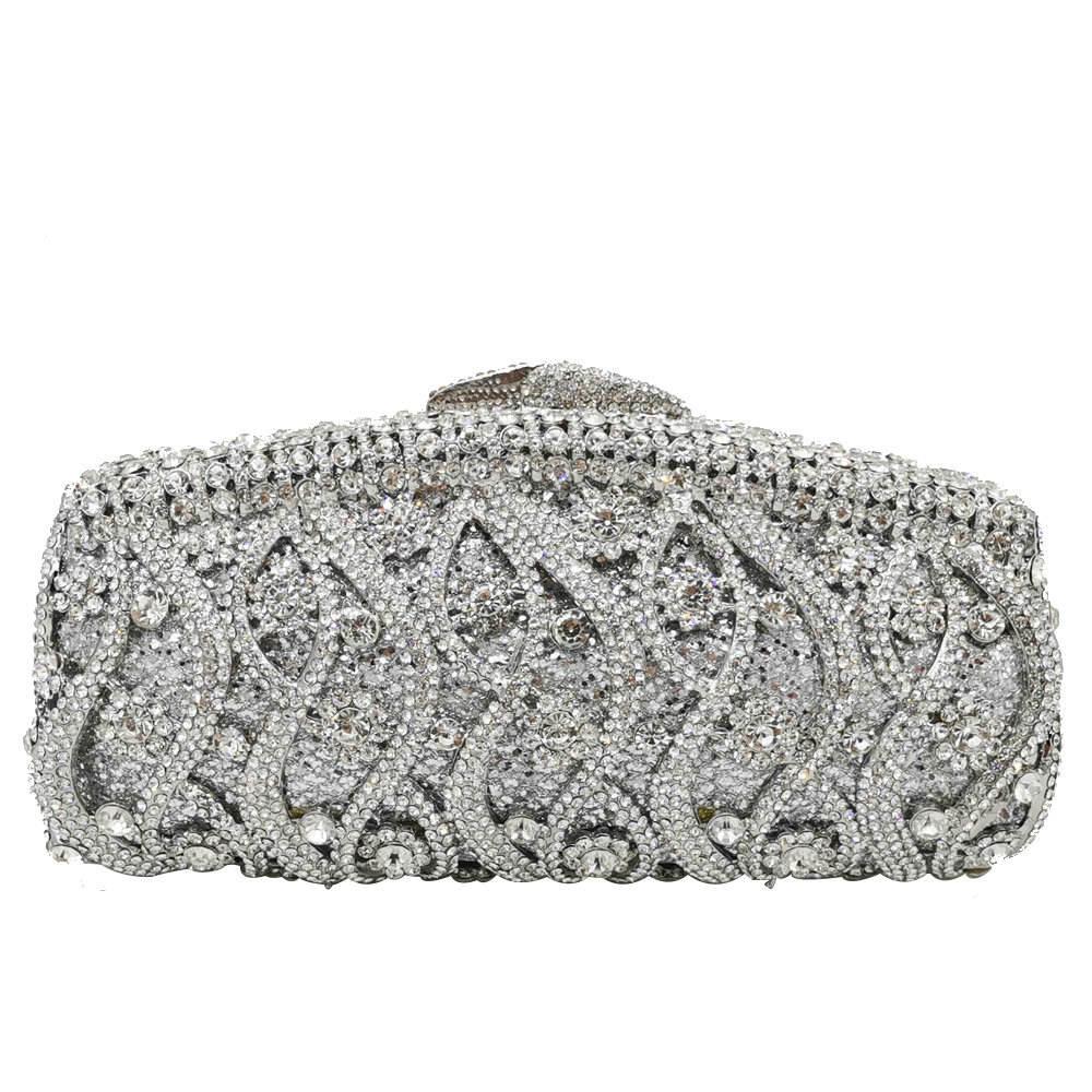 Women's Glittering Patterned Crystal Clutch