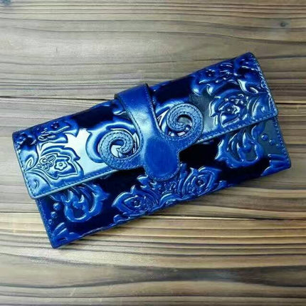 Chinese Style Genuine Leather Women's Hasp Purse - Wnkrs