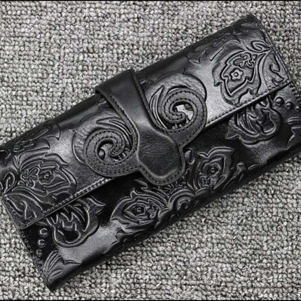 Chinese Style Genuine Leather Women's Hasp Purse - Wnkrs