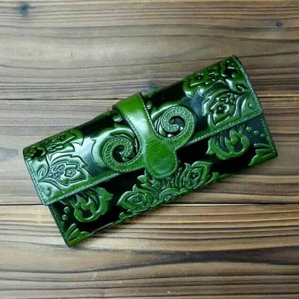 Chinese Style Genuine Leather Women's Hasp Purse - Wnkrs