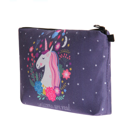 Unicorn Floral Printed Make-Up Cosmetic Bag - Wnkrs