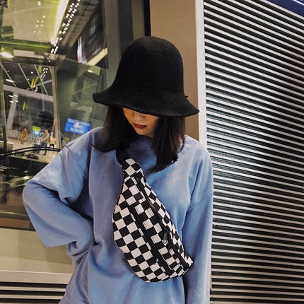 Checkerboard Printed Oxford Fanny Pack for Women - Wnkrs