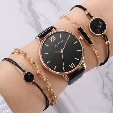 5pcs Woman Quartz Wristwatch with Bracelet - wnkrs