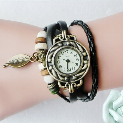 Vintage Dress Watch with Genuine Leather Bracelet - wnkrs