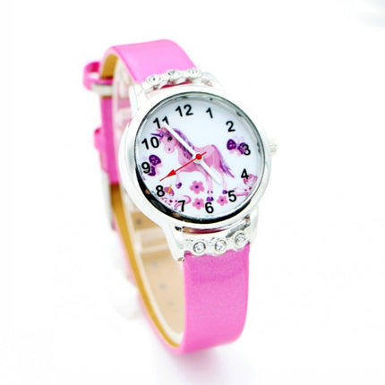 Unicorn Printed Girl's Quartz Wristwatch with Rhinestones - wnkrs