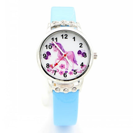 Unicorn Printed Girl's Quartz Wristwatch with Rhinestones - wnkrs