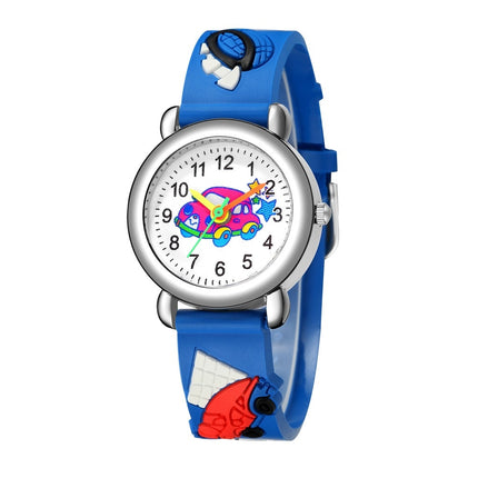 Cartoon Car Designed Round Watch for Kids - wnkrs