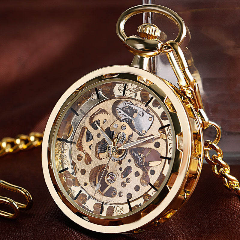 Men's Steampunk Style Transparent Pocket Watch
