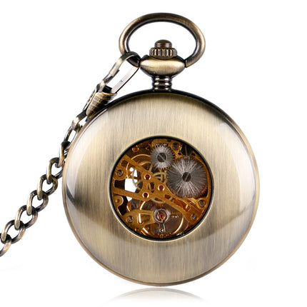 Men's Retro Style Pocket Watch with Wooden Pattern - wnkrs