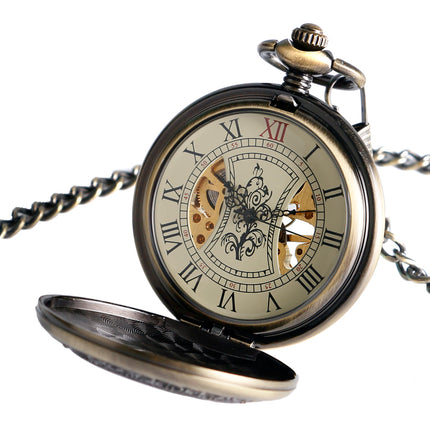 Men's Retro Style Pocket Watch with Wooden Pattern - wnkrs