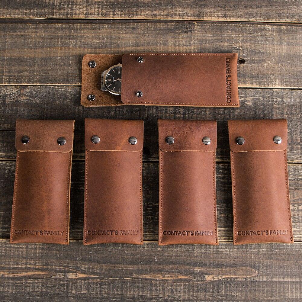 Vintage Leather Watch Case, 3 Pcs