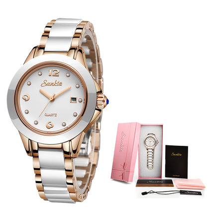 Bracelet Style Round Steel Quartz Watch for Women - wnkrs