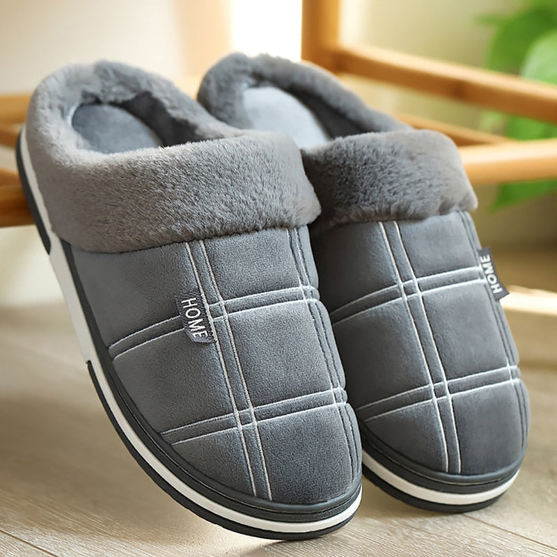 Men's Plaid Plush Slippers