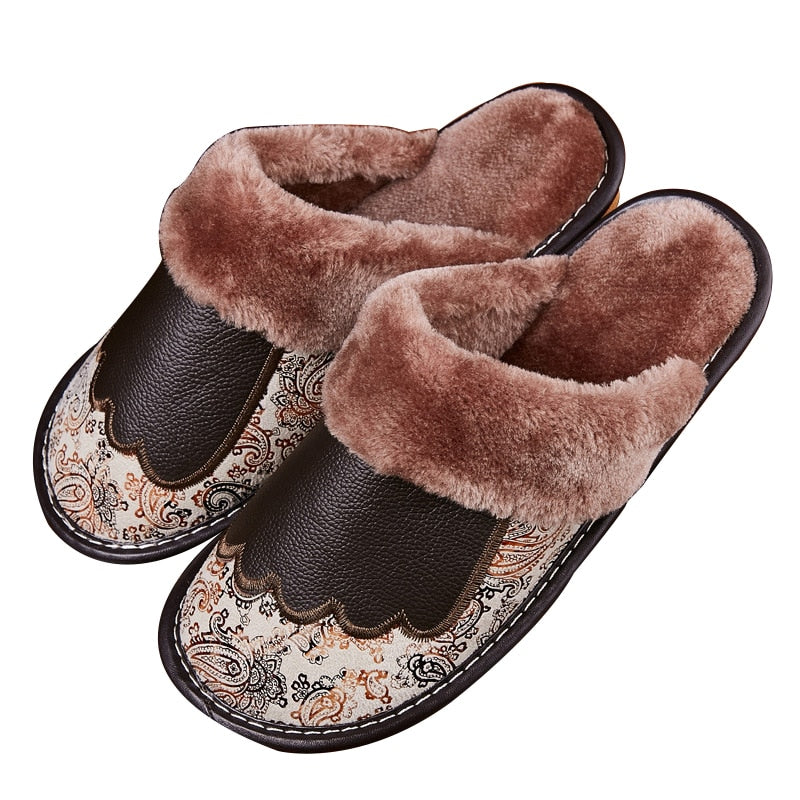Men's Luxury Fur and Leather Slippers