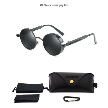Round Steampunk Polarized Sunglasses - wnkrs