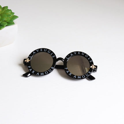 Girl's Summer Round Sunglasses with Letter Pattern - Wnkrs