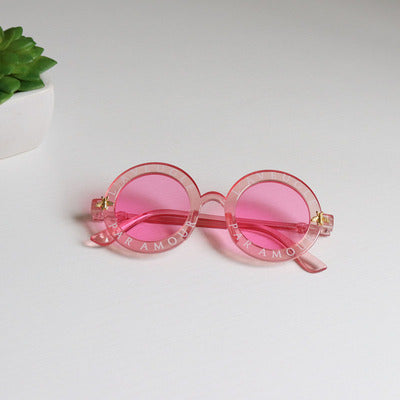 Girl's Summer Round Sunglasses with Letter Pattern - Wnkrs