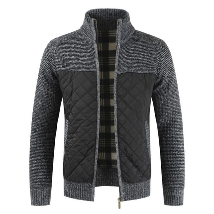 Men's Quilted Detail Zipper Cardigan - Wnkrs