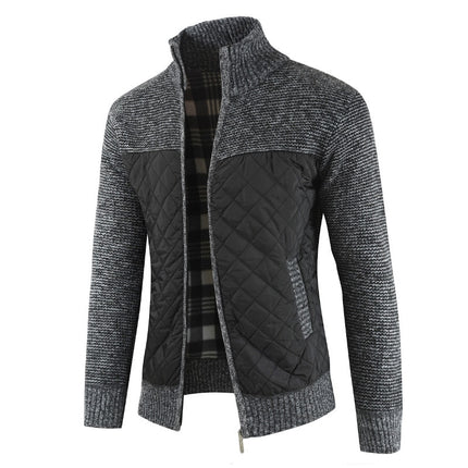 Men's Quilted Detail Zipper Cardigan - Wnkrs