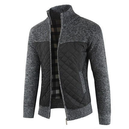 Men's Quilted Detail Zipper Cardigan - Wnkrs
