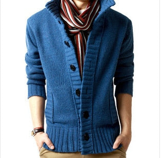Men's Knitted V-Neck Thick Sweater - Wnkrs