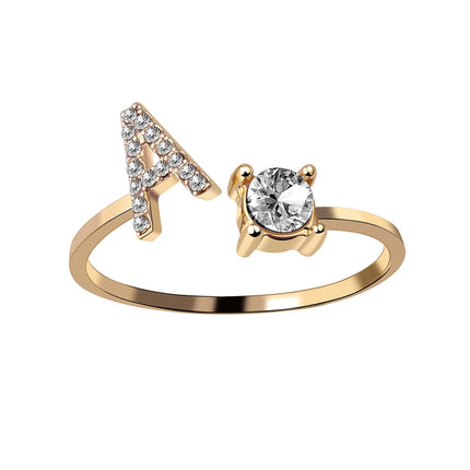 Adjustable Women's Letter Ring in Silver and Gold - wnkrs