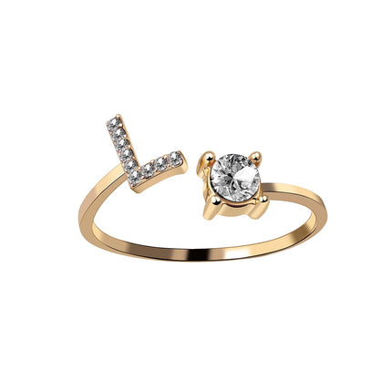 Adjustable Women's Letter Ring in Silver and Gold - wnkrs