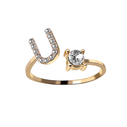Adjustable Women's Letter Ring in Silver and Gold - wnkrs